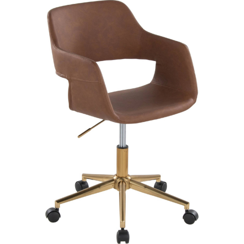 Margarite Office Task Chair in Gold & Brown Leatherette